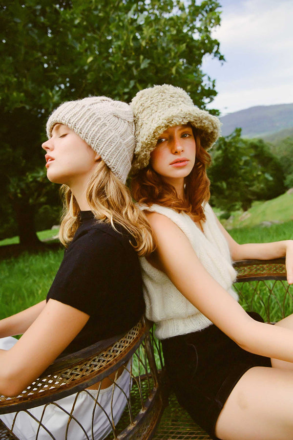 Fluffy Bucket - Cotton Bucket Hat in Sage Green