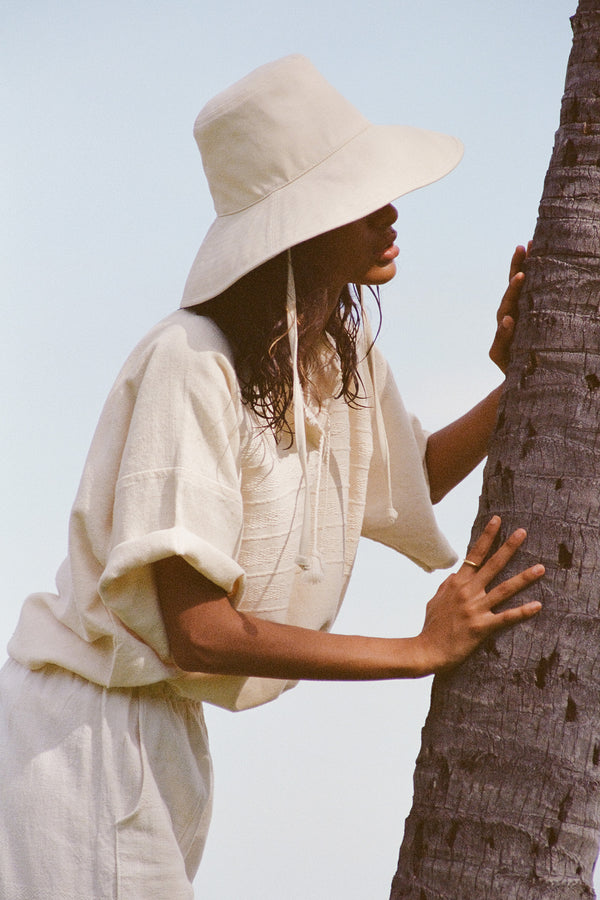 Holiday Bucket - Cotton Bucket Hat in Beige