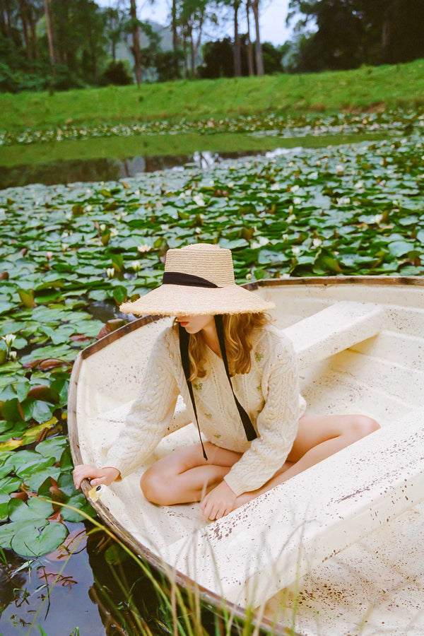 Paloma Sun Hat - Straw Boater Hat in Natural