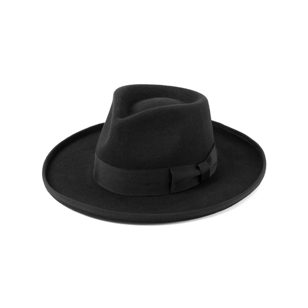 Pierre - Wool Felt Fedora Hat in Black