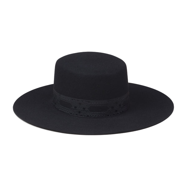 The Sierra - Wool Felt Boater Hat in Black