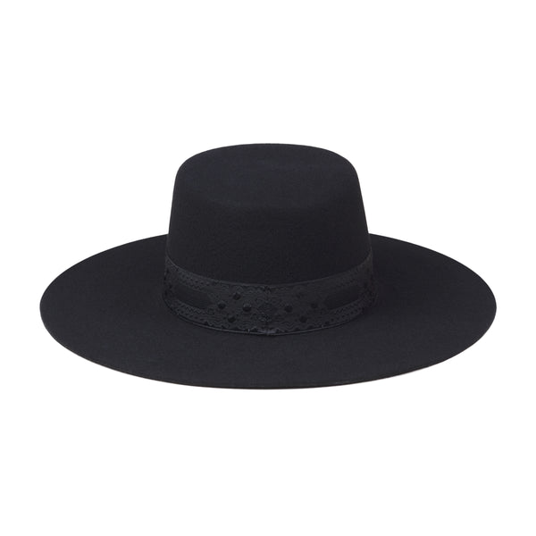 The Sierra - Wool Felt Boater Hat in Black
