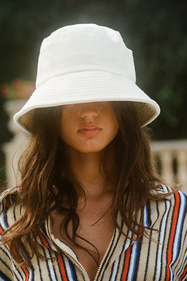 Wave Bucket - Cotton Bucket Hat in Beige